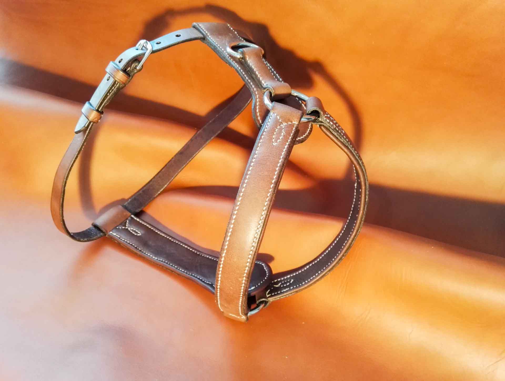 Poignée pour harnais de chien en cuir rond - accessoire en option