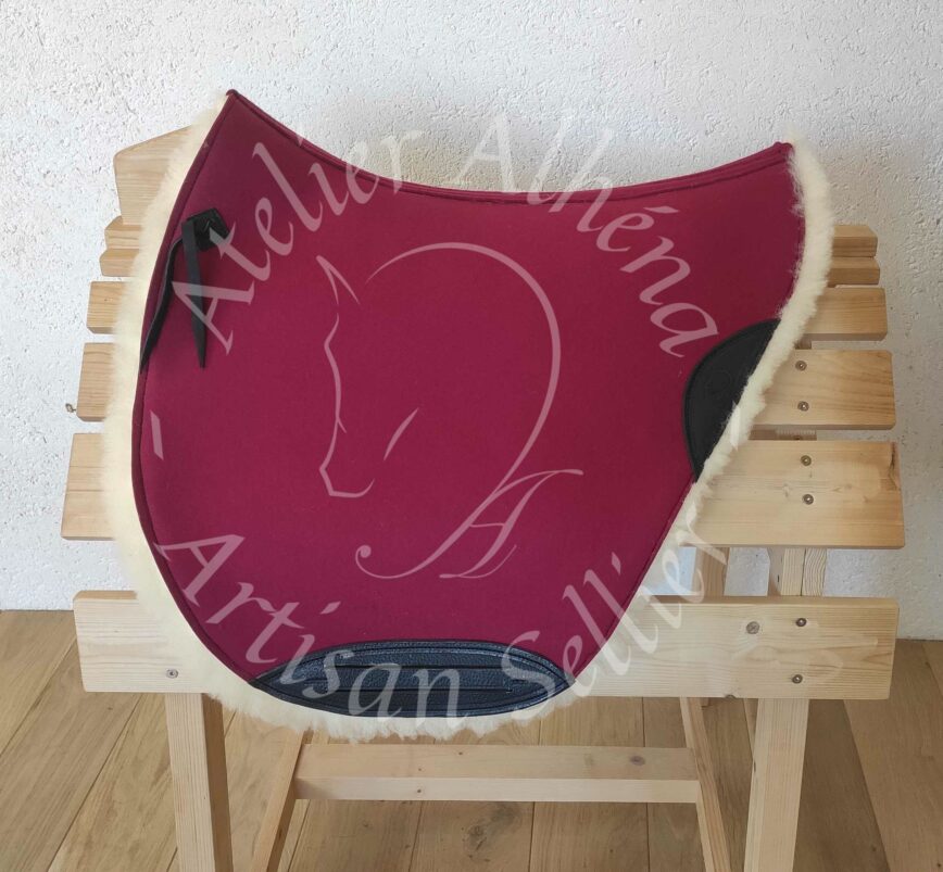 tapis de selle feutre et mouton framboise