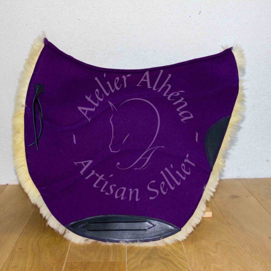 tapis de selle feutre et mouton violet